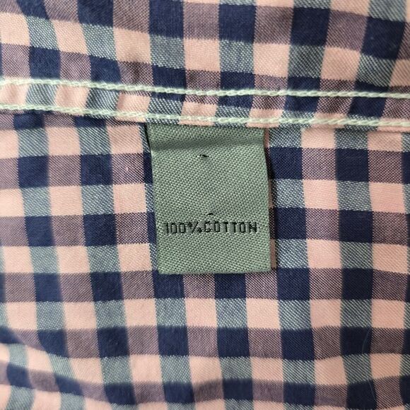 JOHNSTON & MURPHY Dress Shirt Sz M Tailored fit Contrast Flip Cuff Gingham check - Picture 12 of 12